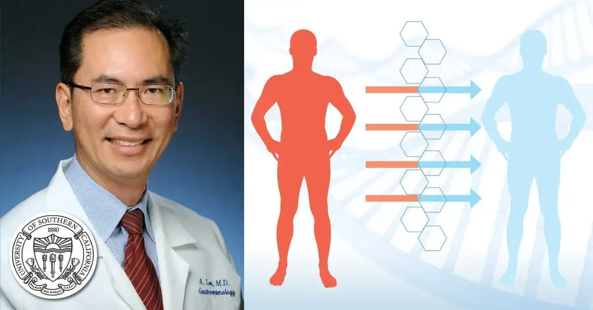 The_Detox_Solution_with_Dr_Alex_Lee Dr. Alex Lee beside an illustration of a body passing through a hexagon pattern